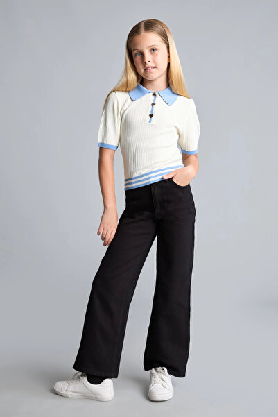 DeFacto H9668A8Bk27 Black 100% Cotton Wide Leg Straight Leg Gabardine Trouser...
