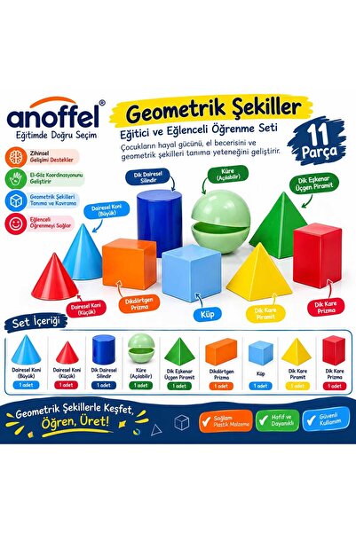 Anoffel Geometrik Şekiller ve Cisimler seti 1 Paket Matematik Ders Materyali ...