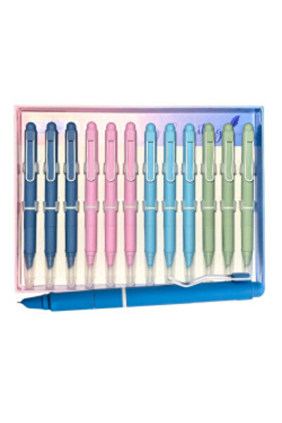 Best Office SET 12 BUC - STILOU DIN PLASTIC, CU MECANISM, CERNEALA TERMOSENSI...