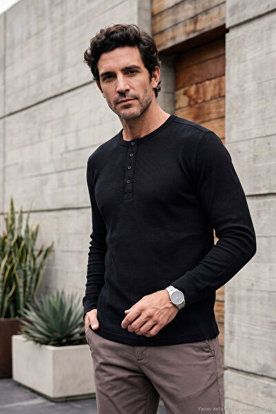 Buratti Pamuklu Regular Fit Düğmeli Bisiklet Yaka Sweat Erkek SWEAT 5905852