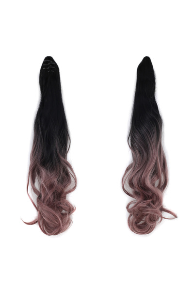 Generic Brand Coadă de cal ondulată cu cataramă / Negru mat cu ombre