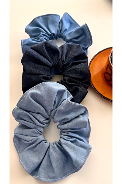 YOYYO Elastic Hair Clip Set of 3 Denim Fabric Women's Hair Clip Elastic Bun H...