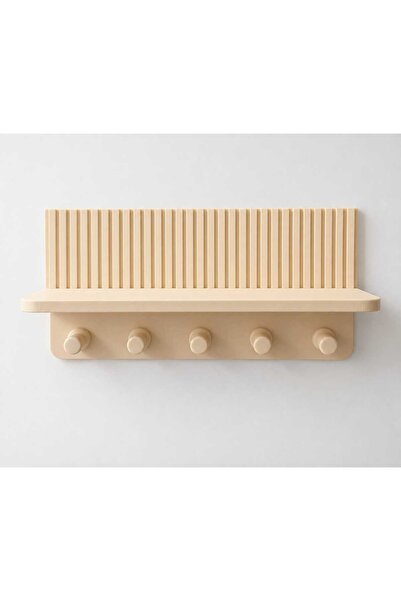 DERDENSE 5-Hook Wall-Mounted Key Holder and Decorative Shelf - Multi-Purpose Entryway Organizer