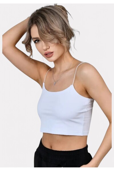Berrak Φανελάκι γυναικείο βαμβακερό Crop Top λευκό - Λευκό