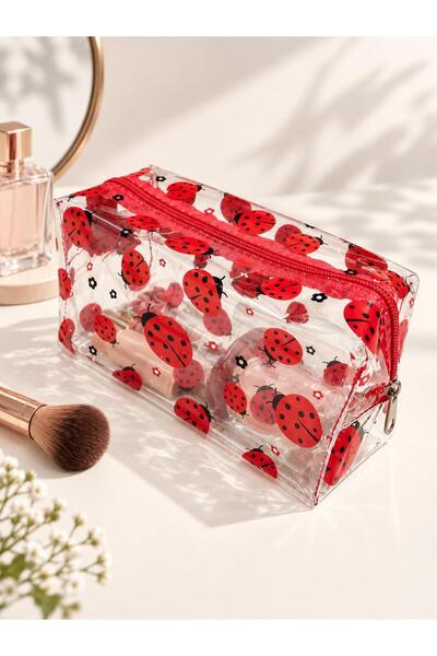 Zet Design Red Ladybug Patterned Makeup Bag
