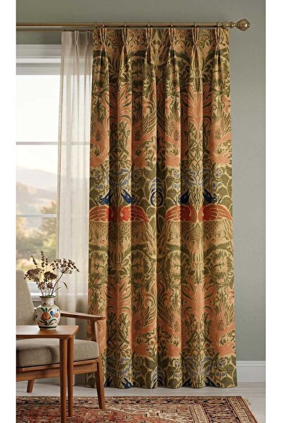 Genel Markalar Vintage William Morris Tarzı Perde – Damask Çiçekli Fon Perde