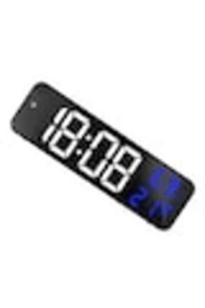 OEM Ceas digital mare cu oglindă, alarmă, temperatură, dată, negru, 30x10cm