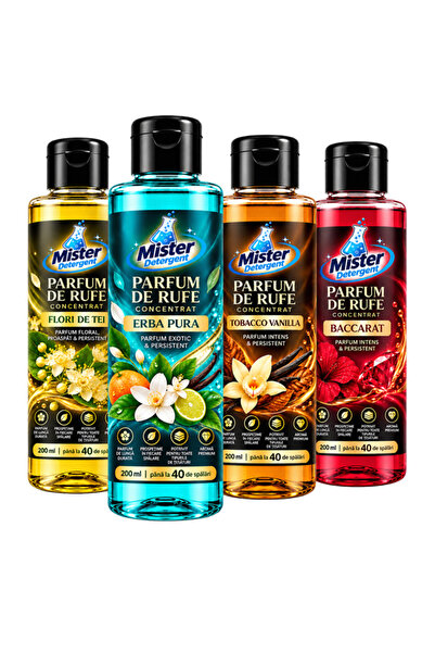 Mister Detergent Pachet 4 Parfumuri de Rufe Concentrate – 4 × 200 ml