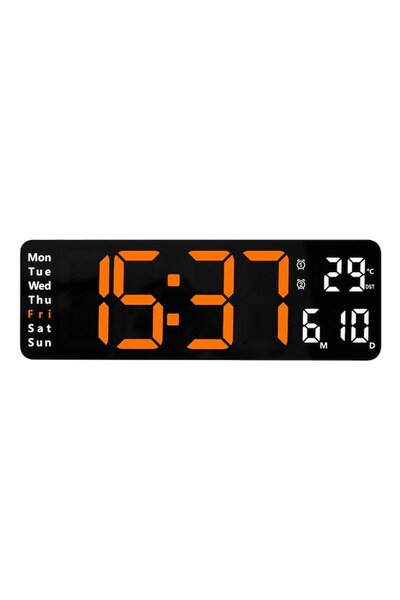 OEM Ceas de perete digital, afișaj LED mare, alb, 30x10cm