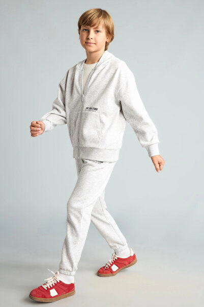 DeFacto H9685A8Gr400 Gray Printed Elastic Leg Thick Fabric Jogger Sweatpants ...
