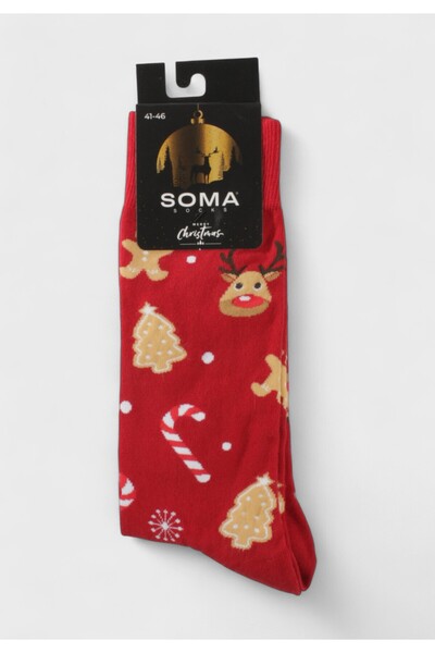 Soma Χριστουγεννιάτικες Κάλτσες Socks "Rudolph & Gingerbread Joy" - Κόκκινο