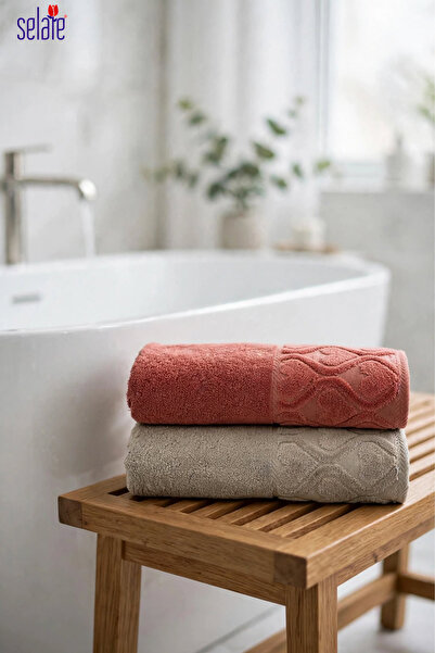 Şelale Nora 2'li 70x140 cm | %100 Pamuk | Banyo Hamam Spa Havlusu | Kısmi Kad...