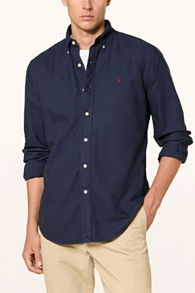 Polo Ralph Lauren Mens Dark Blue Classic Fit Garment Dyed Oxford Shirt