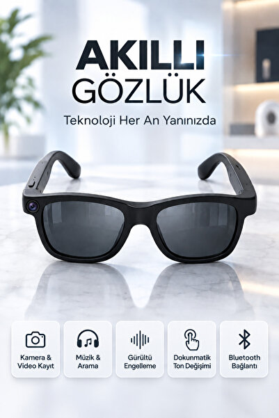L'eDoren Chroma Akıllı Gözlük 8MP Kamera 1080p Fotokromik Dokunmatik Cam UV400