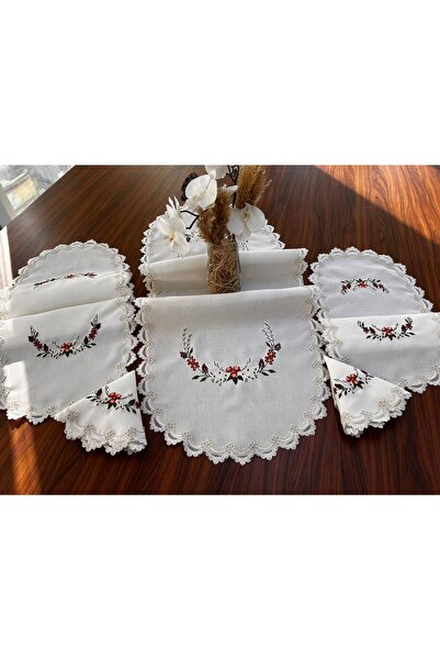 ASPEK HOME ROKOKO nakışlı Fransız dantelli 5 parça SALON TAKIMI