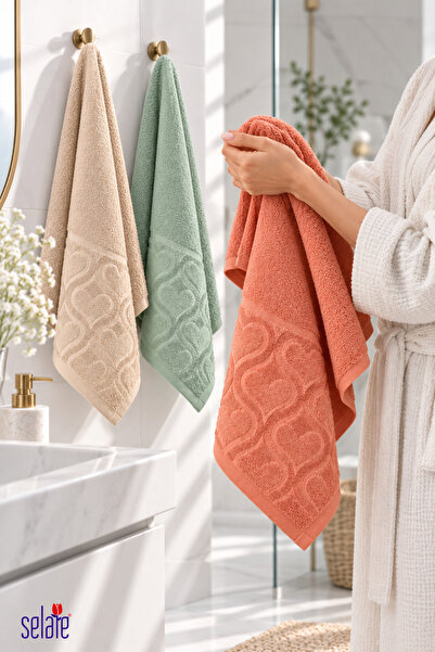 Şelale * Nora Soft Set 3'lü 50x90 cm | %100 Pamuk | El-Yüz Havlusu | Kısmi Ka...