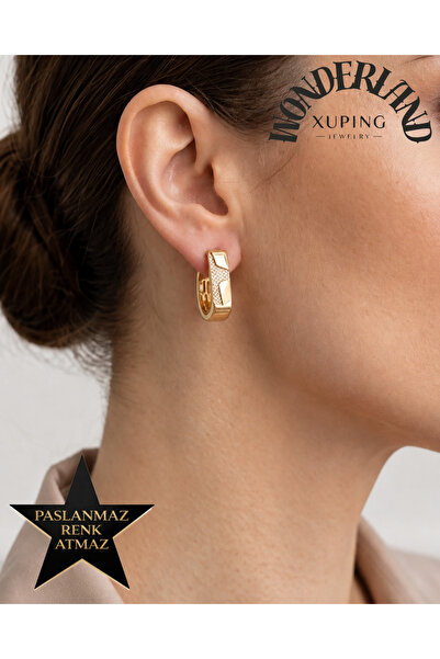 XUPING JEWELRY Trend Kadın Küpe - 14K Altın Renginde - Turbanlı Kullanıma Uyg...