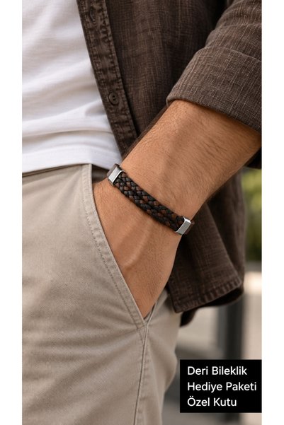 HER ŞEY NOTA www.herseynota.com Lemerio Dualchest Brown Leather Men's Bracele...