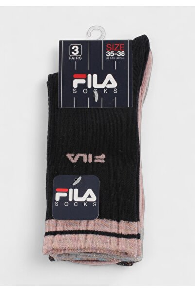 FILA Παιδικές Κάλτσες σε Συσκευασία 3 Ζευγών Flower - Μαύρο, Ροζ, Γκρι - Πολύ...