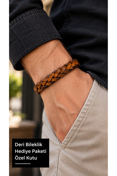 HER ŞEY NOTA www.herseynota.com Bellero Honeybraid Brown Leather Men's Bracel...