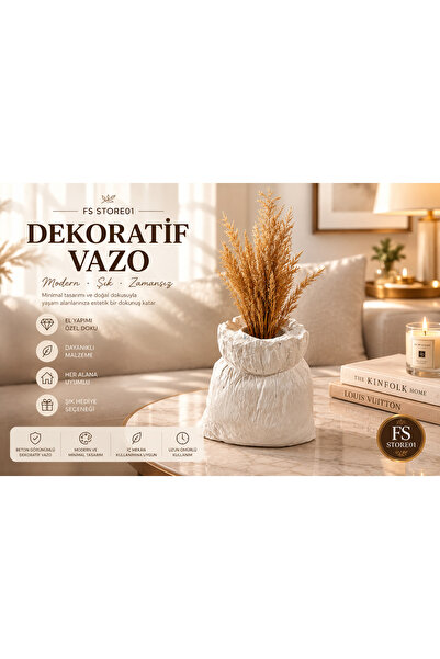 FS STORE01 Çuval Görünümlü Dekoratif Vazo – Modern Şık Çiçeklik, Kuru ve Yapa...
