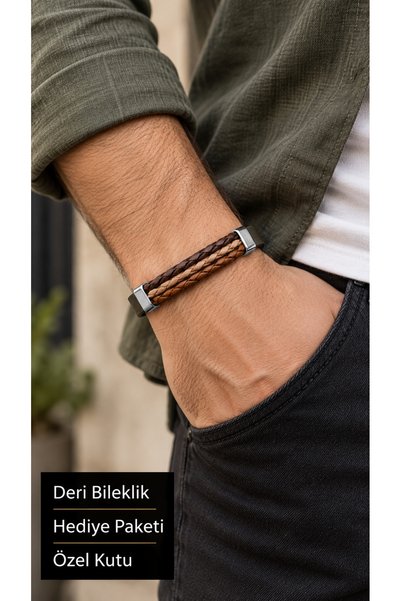 HER ŞEY NOTA www.herseynota.com Montavio Chestbraid Brown Leather Men's Brace...