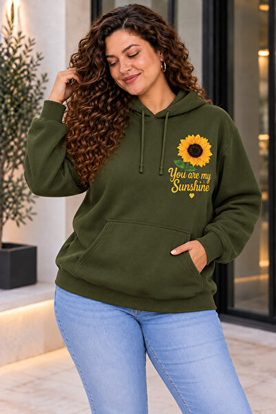 Rubonia Women's Plus Size Oversize Sunflower Printed Hooded Sweatshirt 3 Yarn...