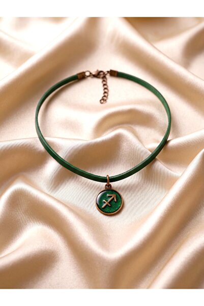 LADYMİRAGE Genuine Leather Choker Zodiac Sign Necklace