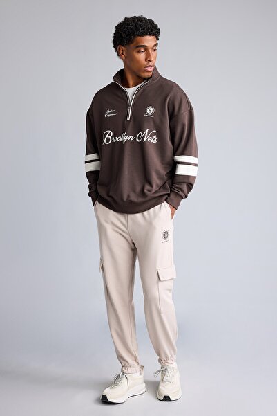DeFacto Nba Brooklyn Nets Standard Fit Cargo Pocket Jogger Sweatpants H9641Ax...