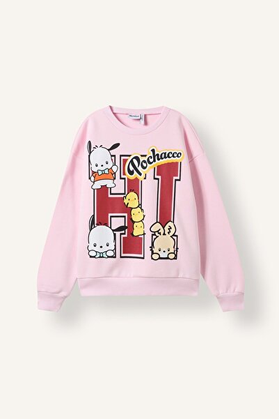 DeFacto Relaxed Fit Crew Neck Pochacco Printed Sweatshirt for Girls I5076A826Au