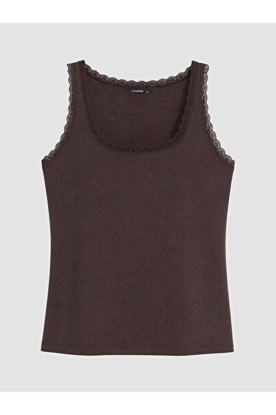 LC Waikiki Brown Plus Size Women's Athlete with Lace Detail
