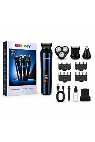 Geemy Aparat de ras și tuns electric 3 în 1 GM-8105, Afișaj LED, Reîncărcabil...