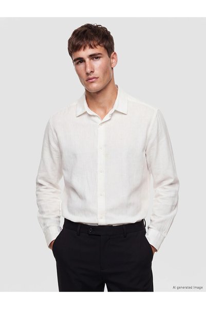 LC Waikiki White Regular Fit Dobby Men's Shirt