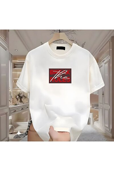 donamod Unisex Stylish Comfortable Oversize Cotton Crew Neck T-Shirt with Spe...