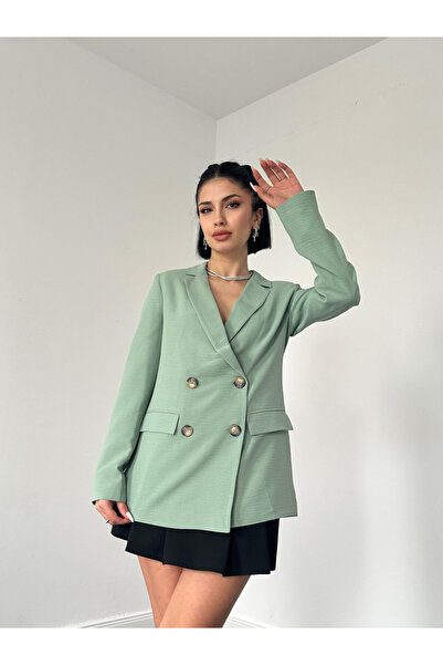 Elbee Fashion Woman Μπλέιζερ σε χρώμα μέντας