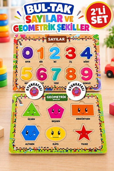 OYUNKAFASI 2’li Eğitici Bul-Tak Puzzle Seti Çocuk Yapboz – 3 mm MDF Taban 5 m...