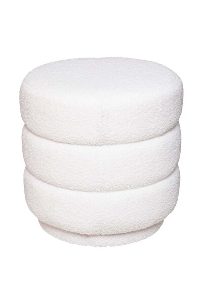 Atmosphera Pouf "Sinan" - Bouclette, Alb -