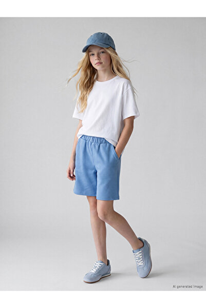 LC Waikiki Two Mt Shop Quality Blue Elastic Waist Girls' Shorts