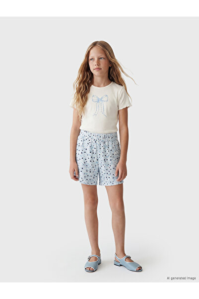 LC Waikiki Two Mt Shop Quality Lcw Kids Ecru Elastic Waist Girls' Shorts