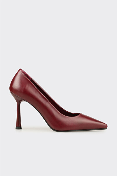 Elle Shoes Bordo Deri Kadın Klasik Ayakkabı