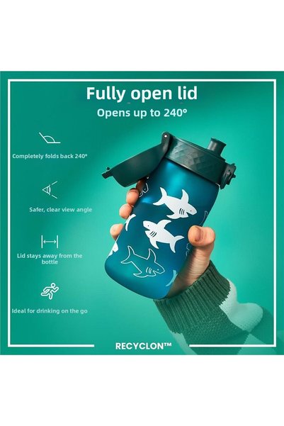 Ion8 Recycled Plastic Leak-Proof Children's Water Bottle 350 ml - Recyclon Shark