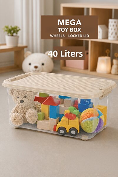 Meleni Baby Storage Box with Lockable Lid - Children's Toy Organizer Baby Roo...