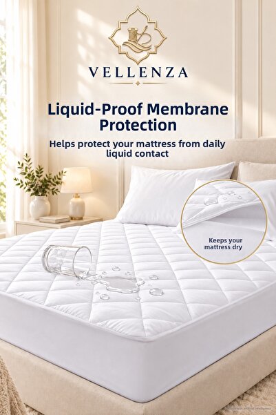 Vellenza 2-Piece Quilted Liquid-Proof Mattress Cover Fully Elastic Fitted Fib...