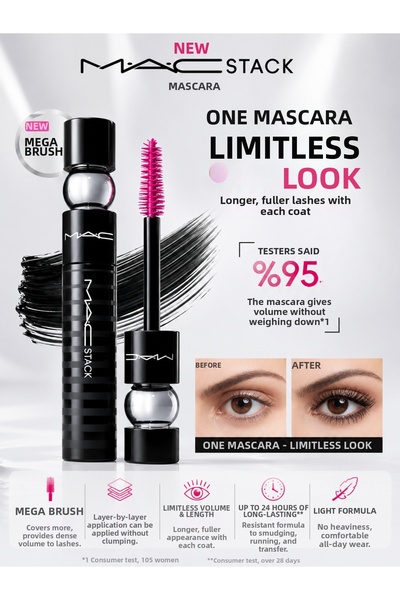 M.A.C M·A·Cstack Mega Brush Black Mascara 12 ml – Intense Volume-Providing Ey...