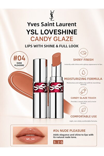 Yves Saint Laurent Loveshine Candy Glaze Lipstick with Shining Effect 4 Nude ...