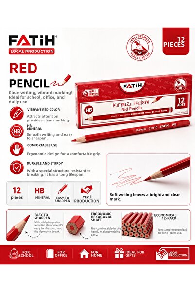 Fatih Red Pencil 12 Pack
