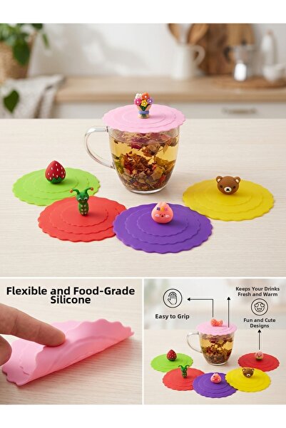 Generic Brand 5 Pieces of Silicone Heat Protective Cup Cover, Warm-Keeping Si...