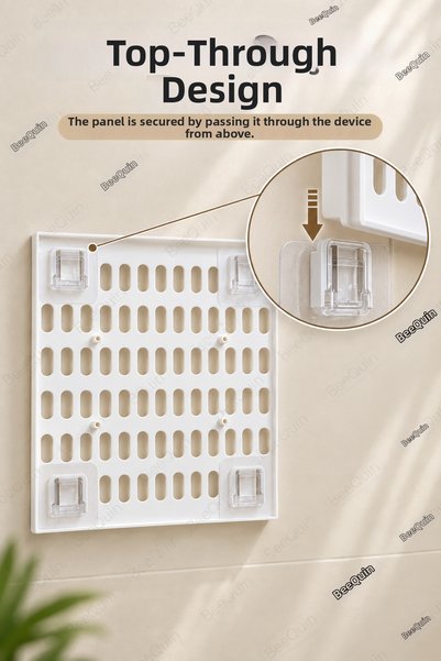 BeeQuin Adhesive Perforated Wall Organizer Panel 25X22 cm Bathroom Kitchen Organizer Board