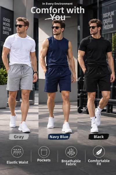 Sapeur Set of 3 Men's Comfortable Sports Shorts