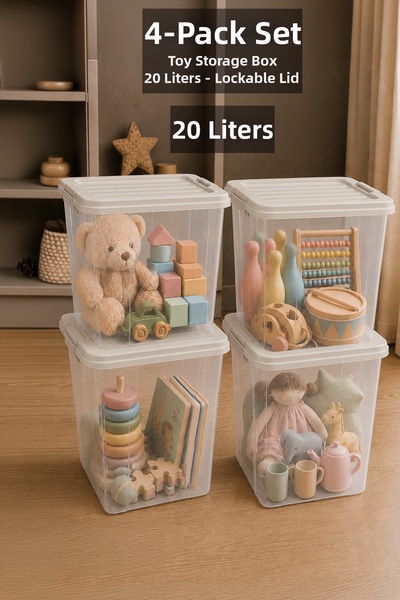 Meleni Baby 4-Piece Deep Toy Organizer - Baby Room Organizer with Locking Lid...